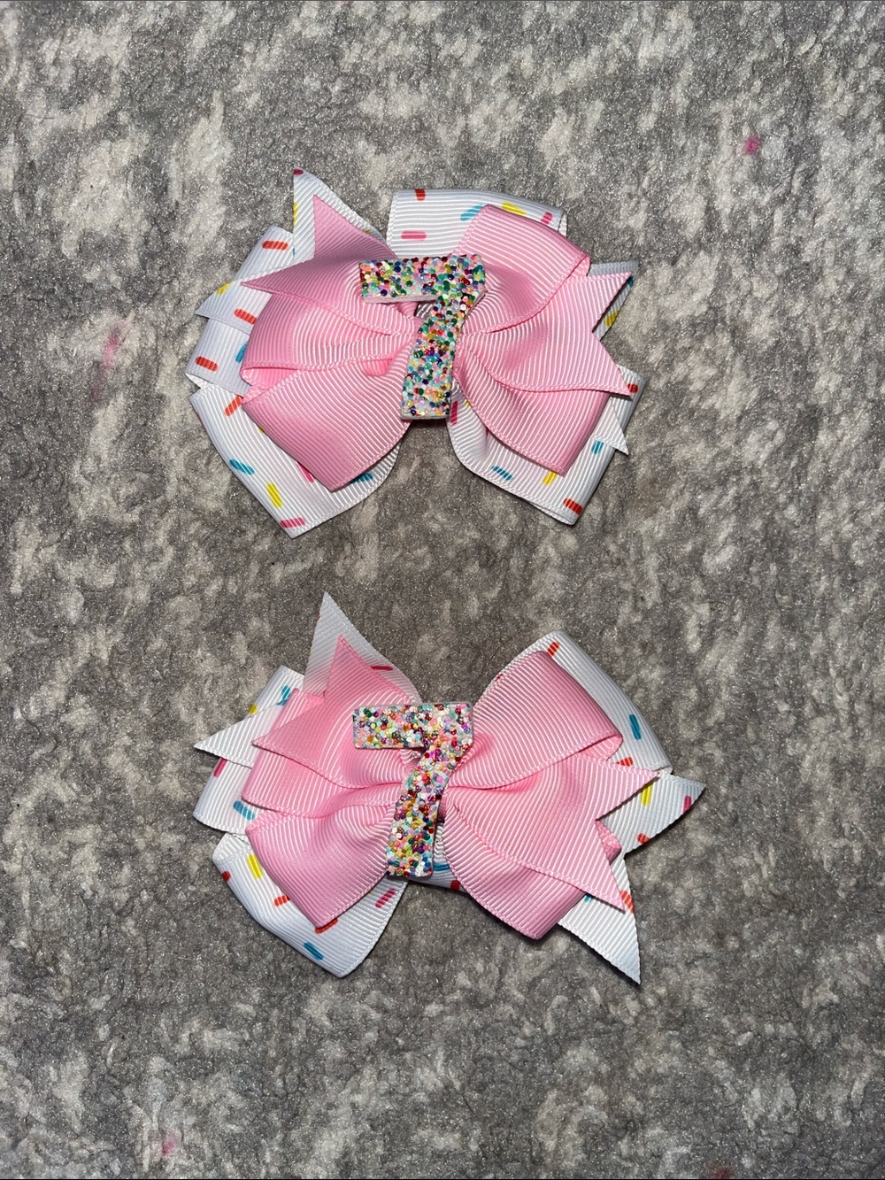 Pink Sprinkle Double-Layer Kids Hair Bows - Pair